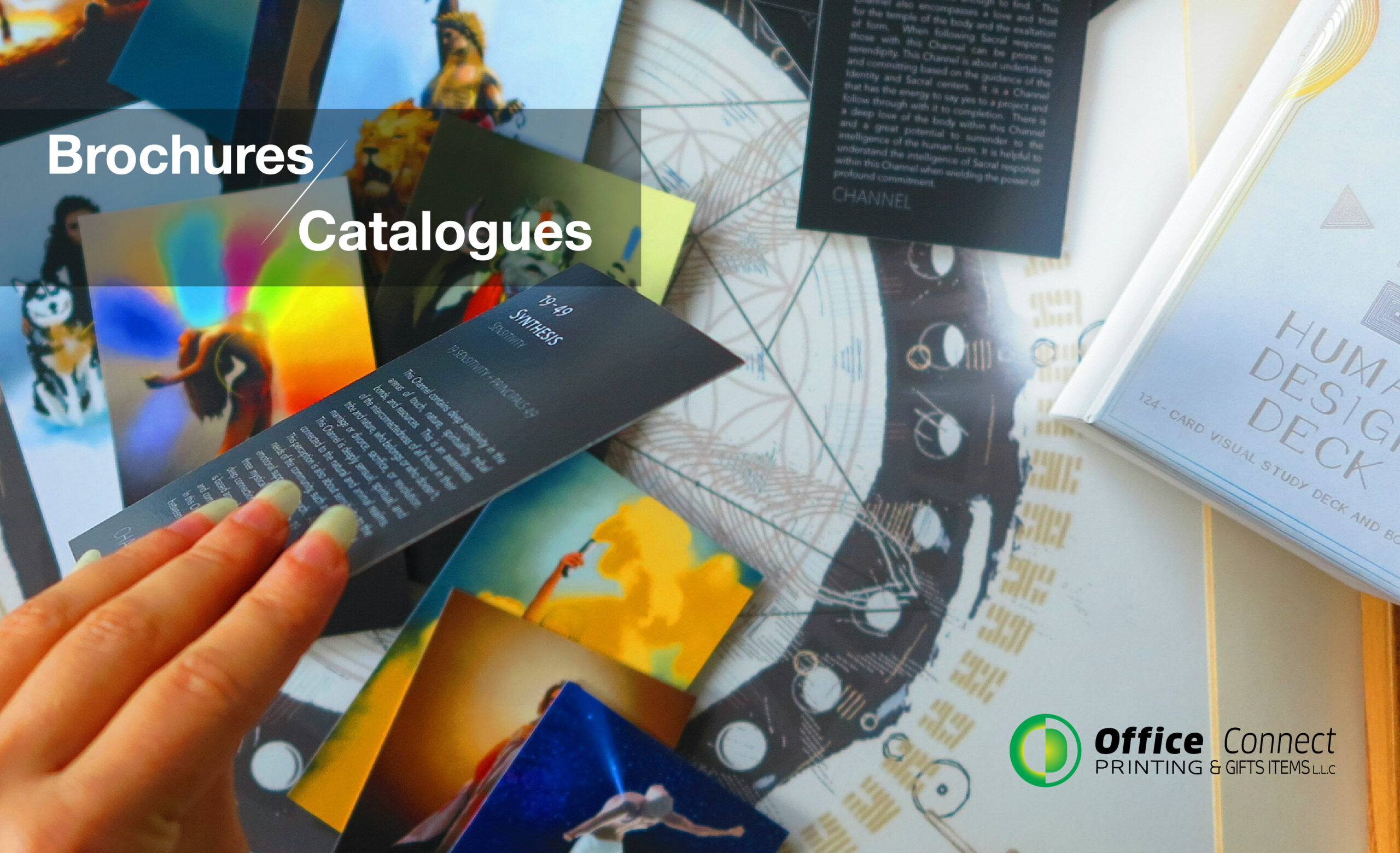 Premium paper stock and coated finishes used for corporate brochure printing in Dubai