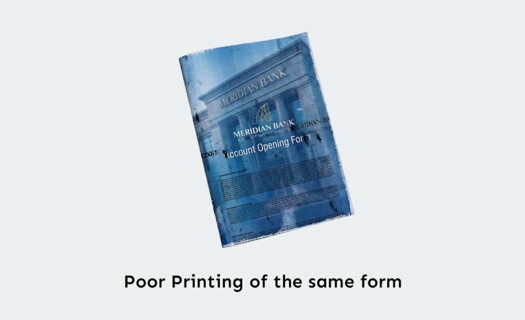 Precision bank form printing with sharp text and accurate field alignment — UAE
