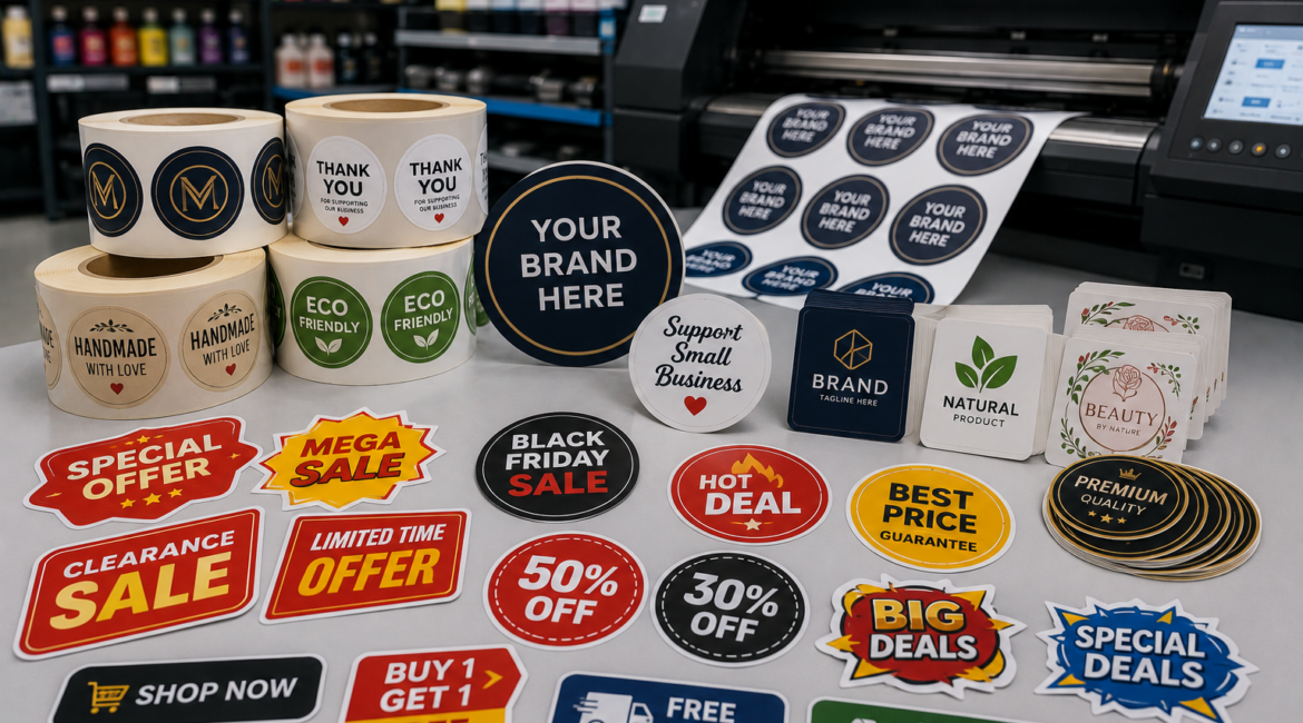 custom stickers Dubai - die-cut promotional stickers with brand logo