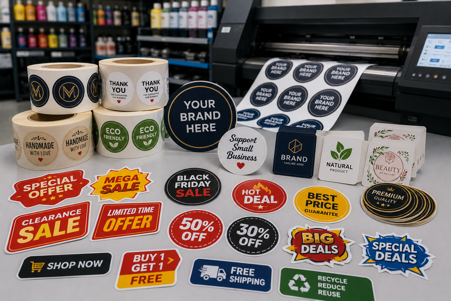 custom stickers Dubai - die-cut promotional stickers with brand logo