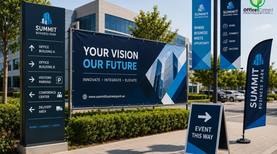 outdoor signage printing Dubai - vinyl banner and canopy signage at market stall