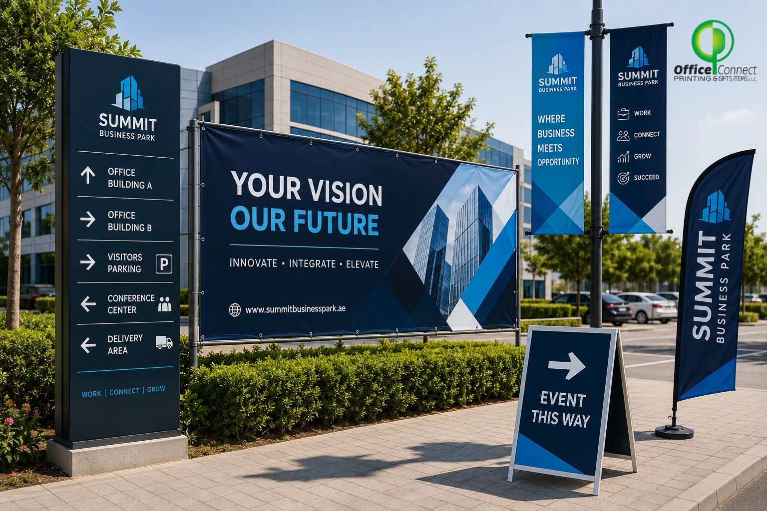 outdoor signage printing Dubai - vinyl banner and canopy signage at market stall