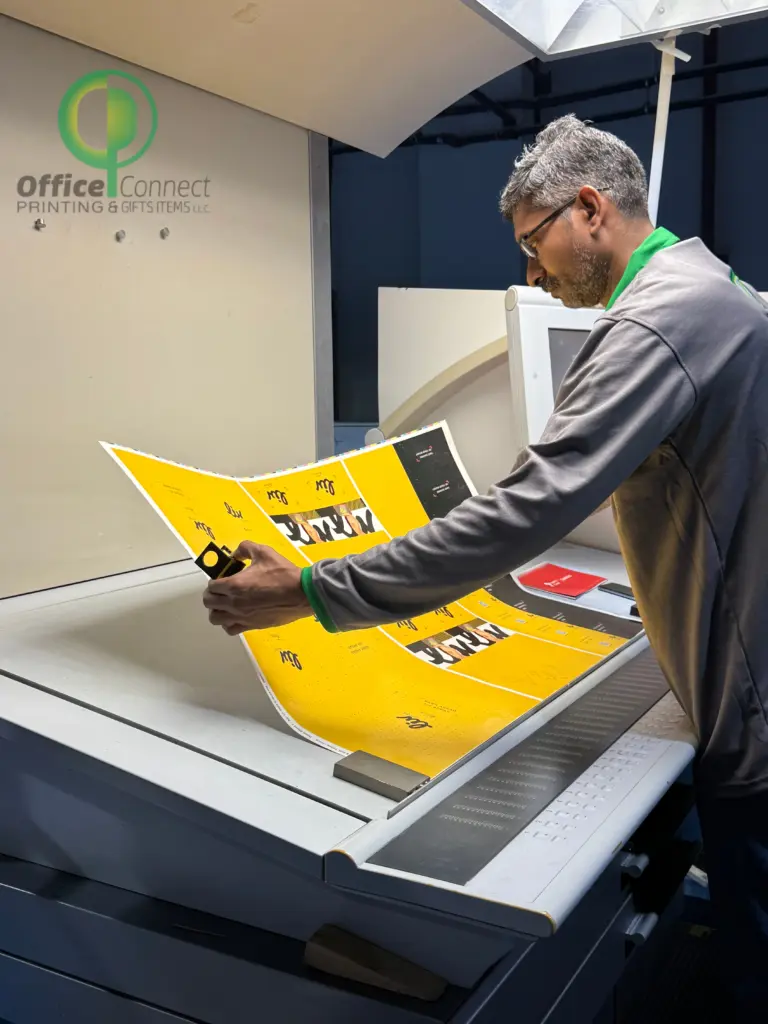 Printing proof being reviewed before full production run in Dubai