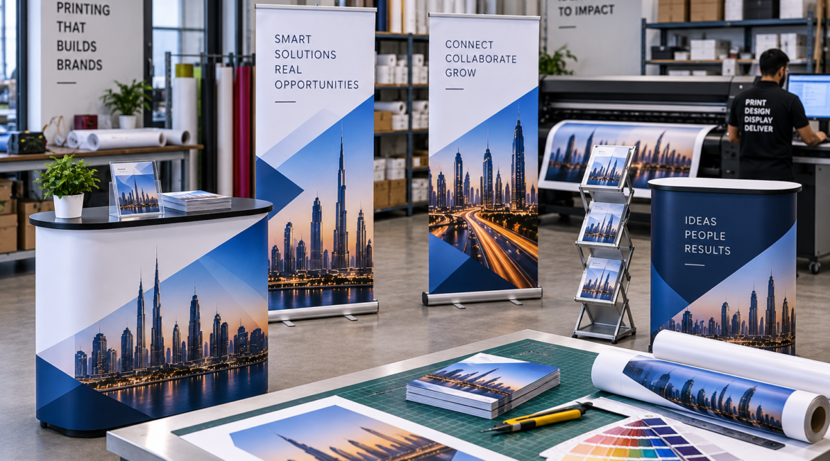 Exhibition stand printing in Dubai at a busy trade show event
