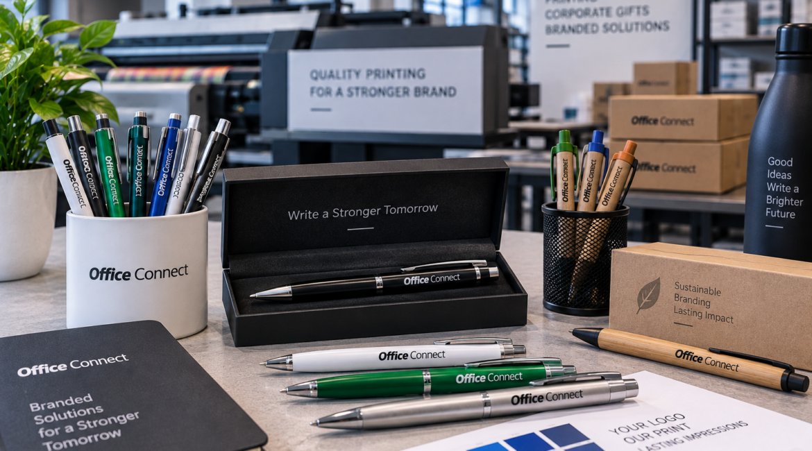 Plastic promotional pens printed with corporate logo for bulk giveaways