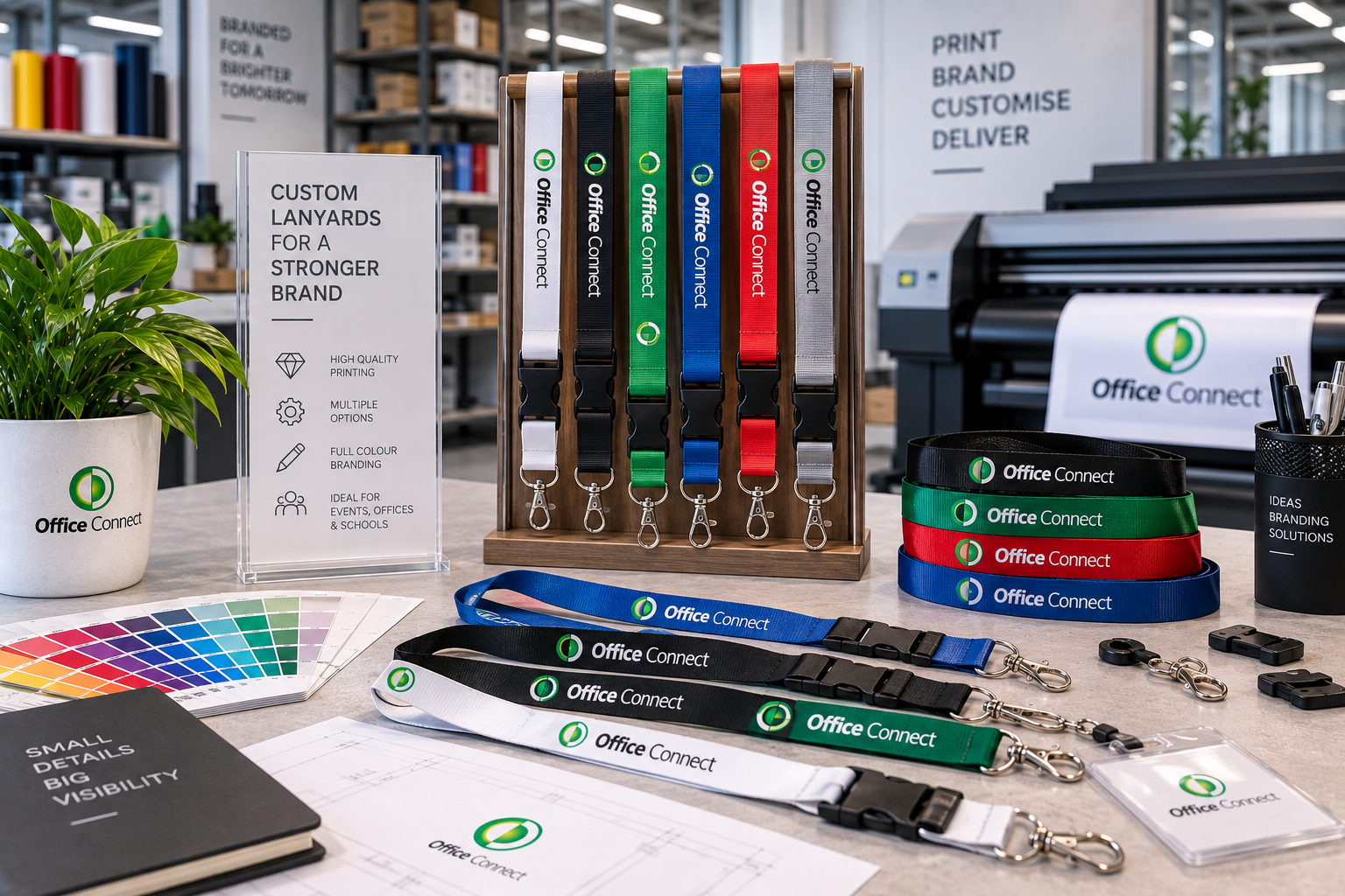 Custom printed lanyards with company logo for corporate ID badges