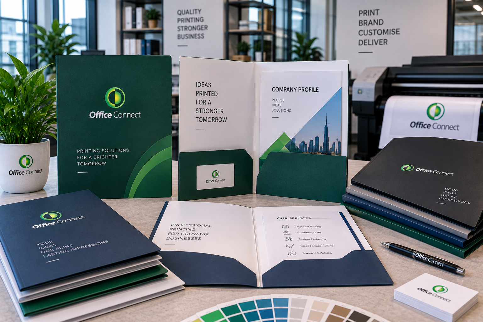 Corporate presentation folder with pockets and business card slit